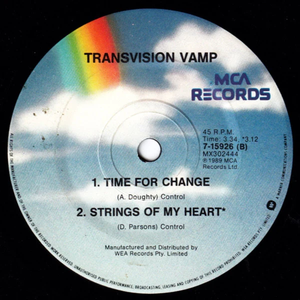 Transvision Vamp – Baby I Don't Care (VG+/Generic) – 7", AU 1989 - Image 2