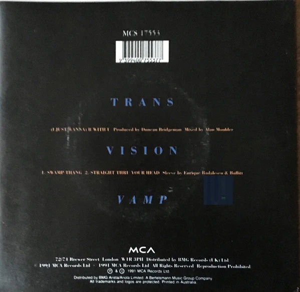 Transvision Vamp – (I Just Wanna) B With U (VG/VG) – 7", Australasia 1991 - Image 2