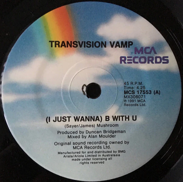 Transvision Vamp – (I Just Wanna) B With U (VG/VG) – 7", Australasia 1991 - Image 3
