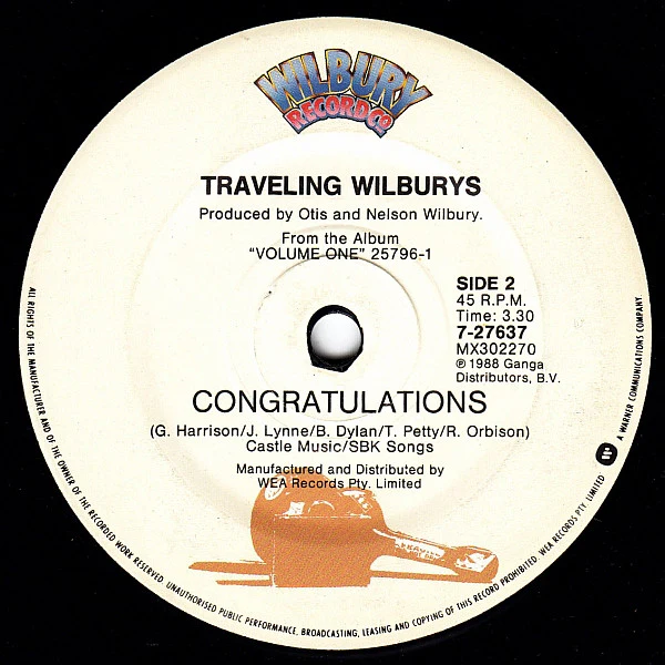 Traveling Wilburys – End Of The Line (VG+/Generic) – 7", AU 1989 - Image 2