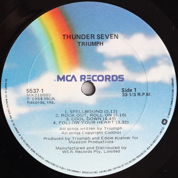 Triumph – Thunder Seven (VG+/VG+) – LP, AU 1984 - Image 3