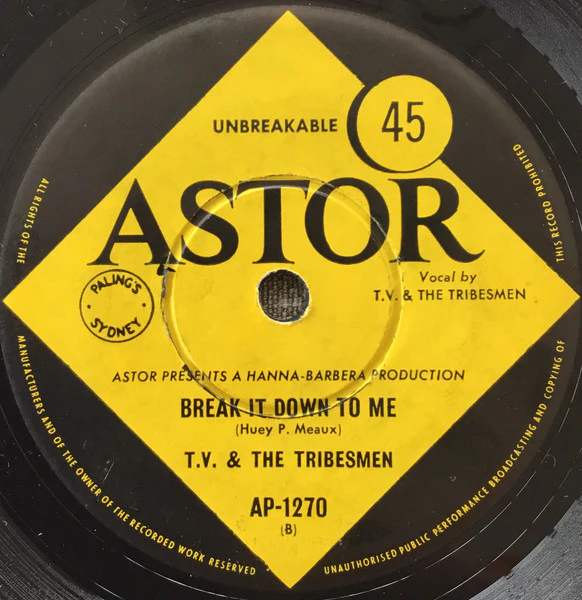 T.V. & The Tribesmen – Barefootin' (VG+/Generic) – 7", AU 1966 - Image 2