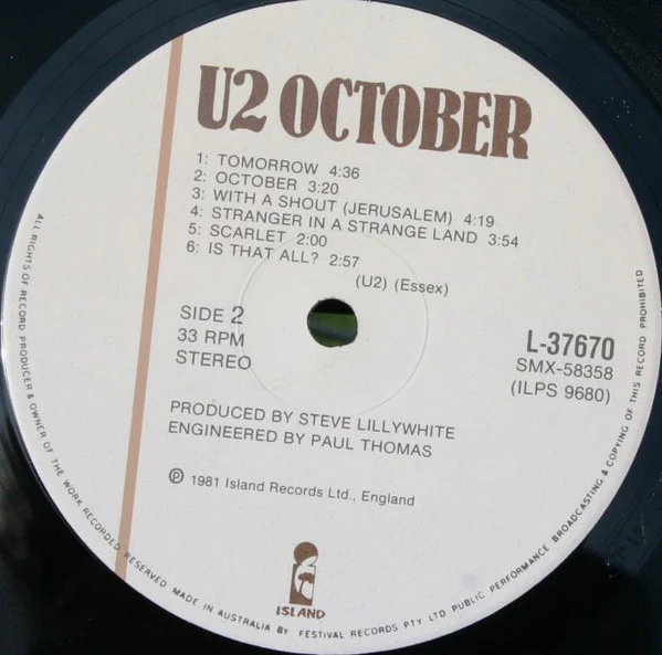 U2 – October (VG+/VG+) – LP, AU 1981 - Image 8