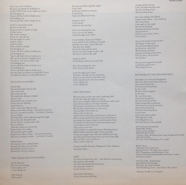 U2 – The Joshua Tree = ヨシュア・トゥリー (E/VG+) – LP, JP 1987, No OBI - Image 8