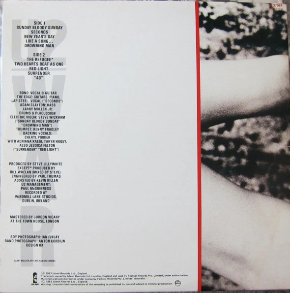 U2 – War (VG+/VG+) – LP, AU 1983 - Image 3