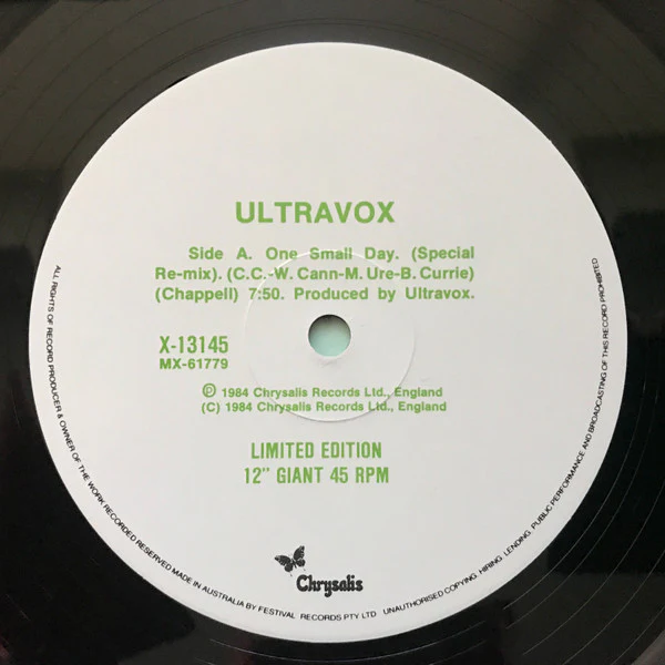 Ultravox – One Small Day (VG+/VG+) – 12", AU 1984 - Image 3