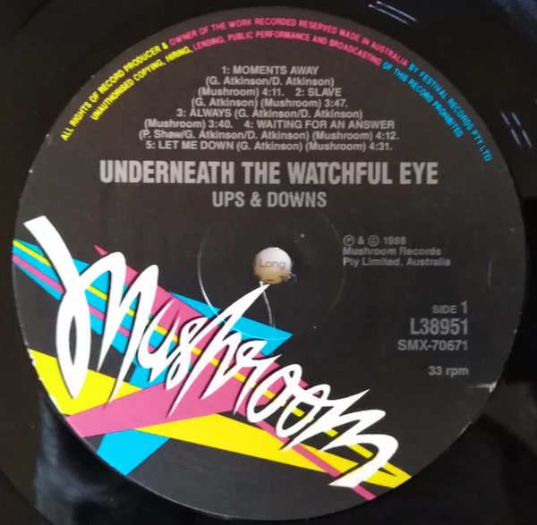 Ups And Downs – Underneath The Watchful Eye (VG+/VG+) – LP, AU 1988 - Image 3