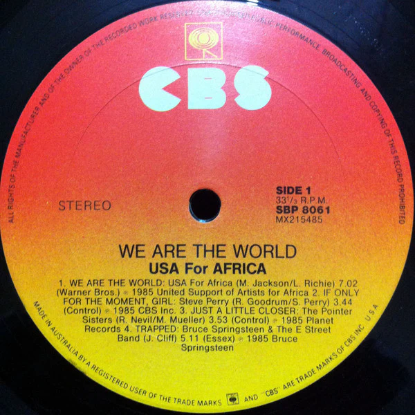 USA For Africa – We Are The World (VG+/VG+) – LP, AU 1985 - Image 4