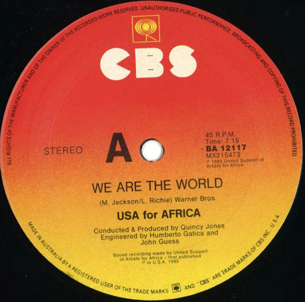 USA For Africa – We Are The World (VG+/VG+) – 12", AU 1985 - Image 3