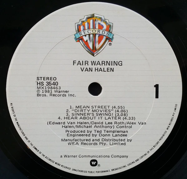 Van Halen – Fair Warning (VG/E) – LP, AU 1981 - Image 5
