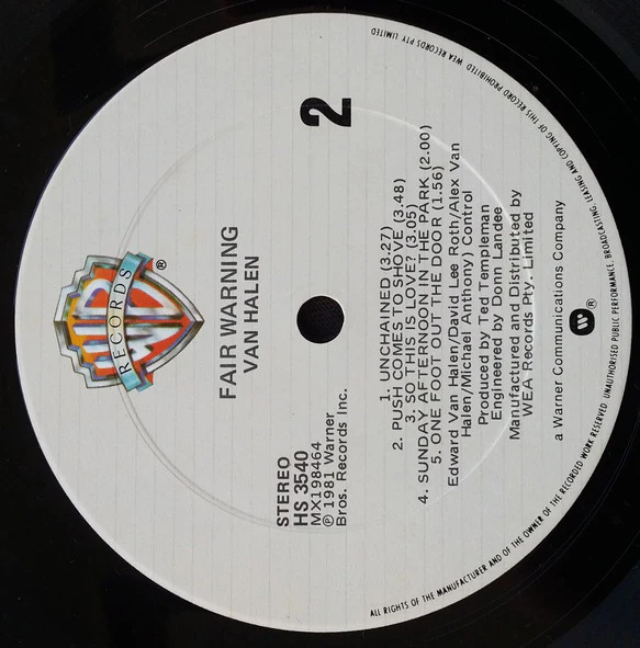 Van Halen – Fair Warning (VG/E) – LP, AU 1981 - Image 6