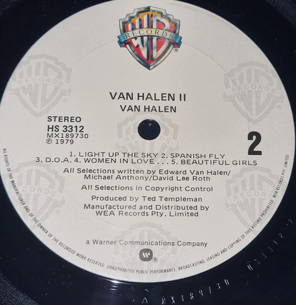 Van Halen – Van Halen II (VG+/VG+) – LP, AU 1979 - Image 3