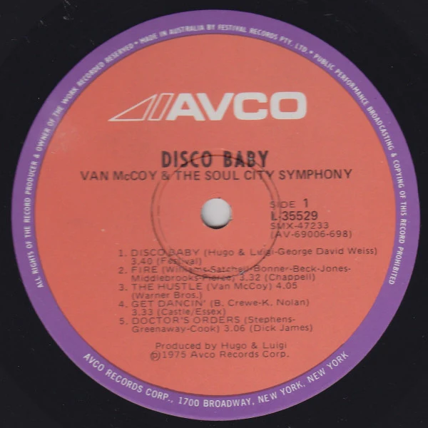 Van McCoy & The Soul City Symphony – Disco Baby (VG/VG+) – LP, AU 1975 - Image 3