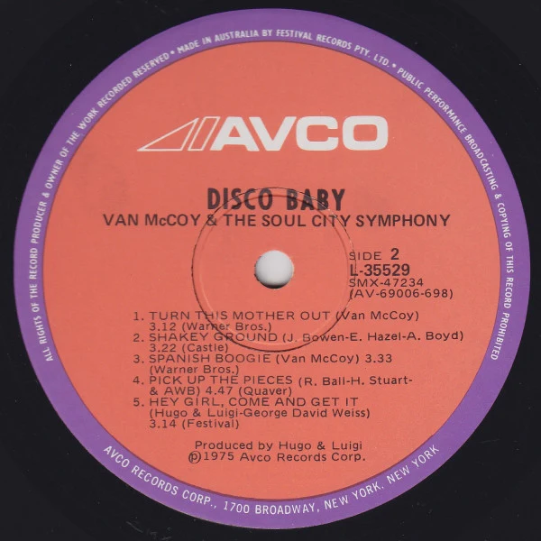 Van McCoy & The Soul City Symphony – Disco Baby (VG/VG+) – LP, AU 1975 - Image 4