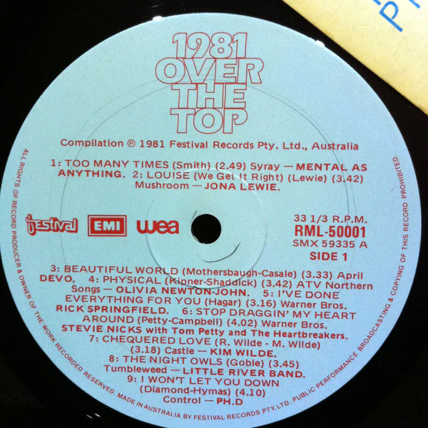 Various – 1981 Over The Top (VG+/VG+) – LP, AU 1981 - Image 3