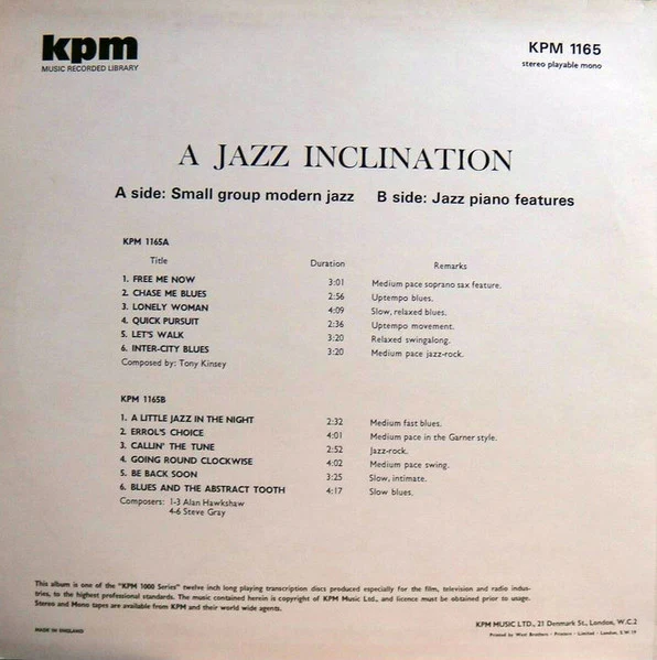 Various – A Jazz Inclination (VG+/VG+) – LP, UK 1975 - Image 2