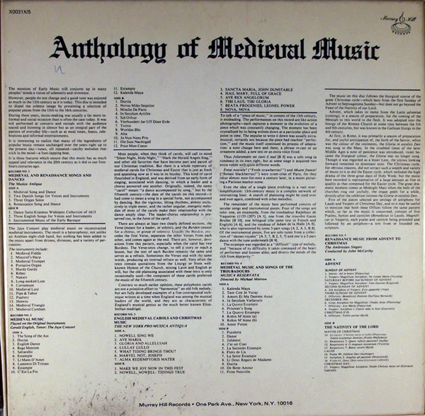 Various – Anthology Of Medieval Music (VG/VG) – 5xLP, US 1981 - Image 2