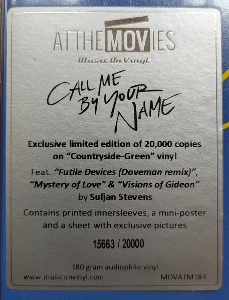 Various – Call Me By Your Name (Original Motion Picture Soundtrack) (VG/E) – 2xLP, US 2021 - Image 3