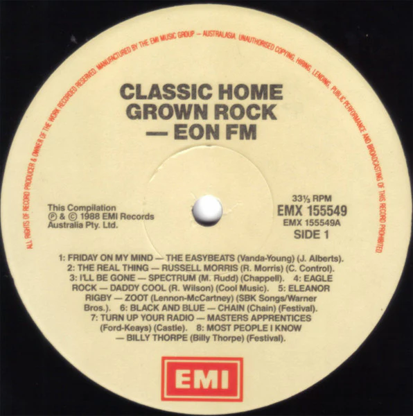 Various – Classic Homegrown Rock - EON FM (VG/VG+) – LP, AU 1988 - Image 3