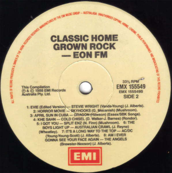 Various – Classic Homegrown Rock - EON FM (VG/VG+) – LP, AU 1988 - Image 4