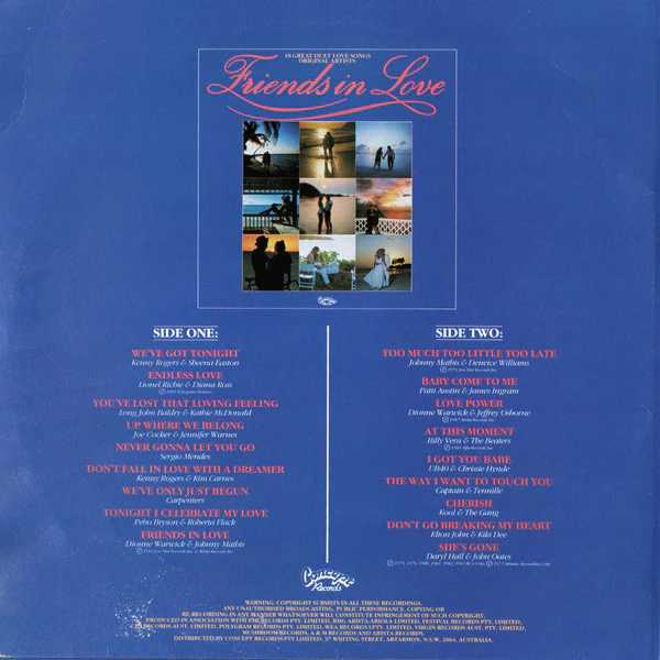Various – Friends in Love (VG+/VG+) – LP, AU 1988 - Image 2
