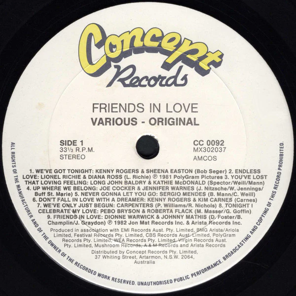 Various – Friends in Love (VG+/VG+) – LP, AU 1988 - Image 3