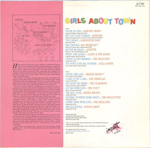 Various – Girls About Town (VG+/VG+) – LP, UK 1985 - Image 2