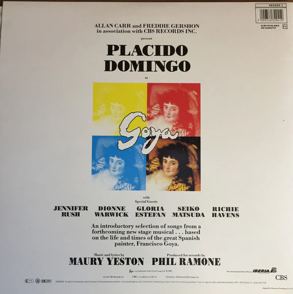 Placido Domingo, Various, Maury Yeston – Goya ...A Life In Song (VG+/VG+) – LP, UK 1988 - Image 2