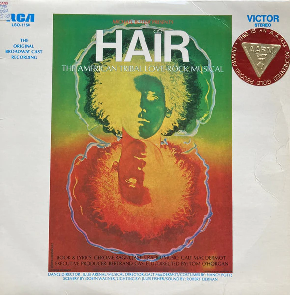 Various – Hair - The American Tribal Love-Rock Musical (The Original Broadway Cast Recording) (VG+/VG+) – LP, AU 1969