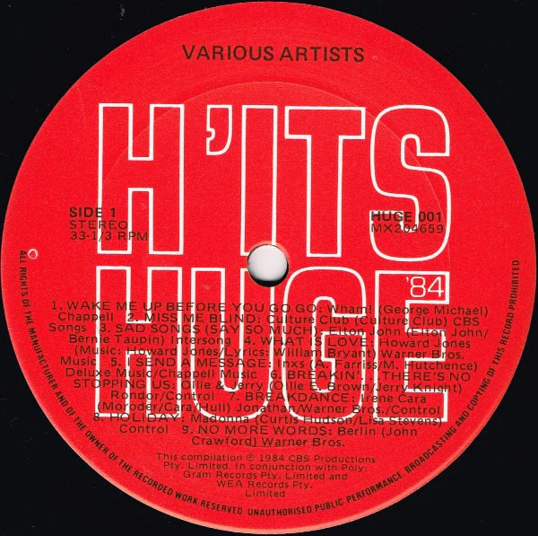 Various – H'its Huge '84 (VG/E) – LP, AU 1984 - Image 3