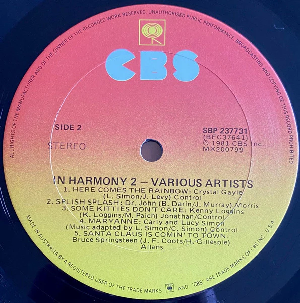 Various – In Harmony 2 (E/VG+) – LP, AU 1981 - Image 4