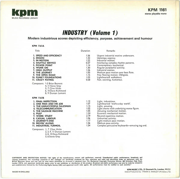 Various – Industry (Volume 1) (VG+/VG+) – LP, UK 1975 - Image 2