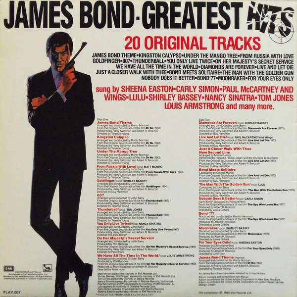 Various – James Bond Greatest Hits (VG/VG) – LP, AU 1982 - Image 2