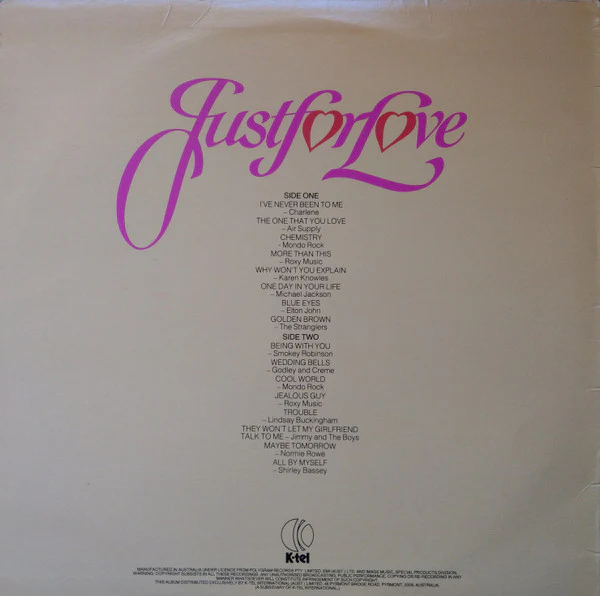 Various – Just For Love (VG+/VG+) – LP, AU 1983 - Image 2