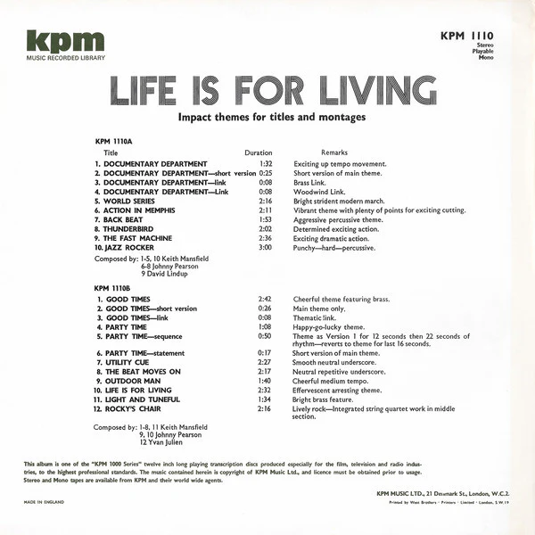 Various – Life Is For Living (VG/VG+) – LP, UK 1972 - Image 2