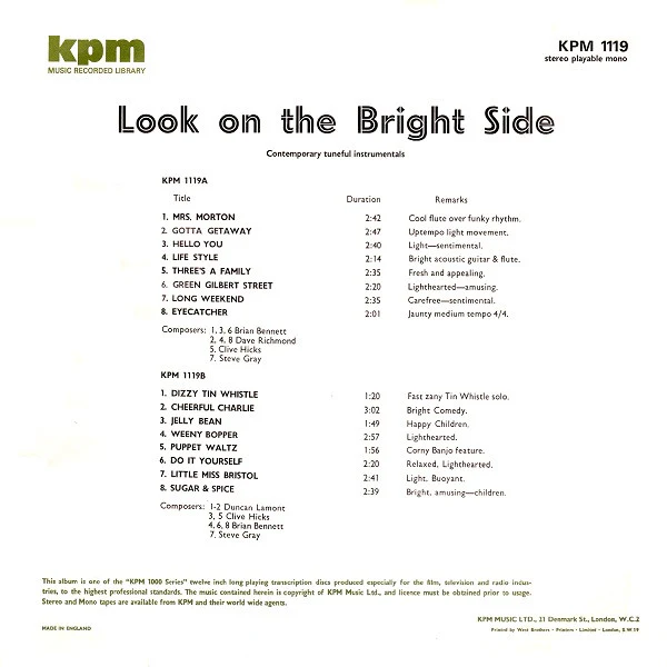 Various – Look On The Bright Side (VG+/VG+) – LP, UK 1973 - Image 2