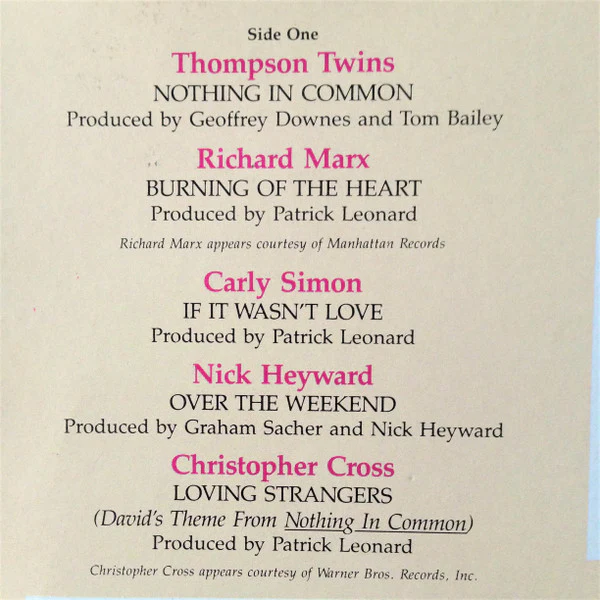 Various – Nothing In Common - Original Soundtrack (E/VG) – LP, AU 1986 - Image 3