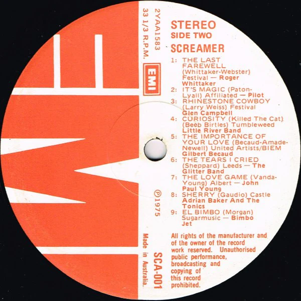 Various – Screamer (VG+/VG+) – LP, AU 1975 - Image 3