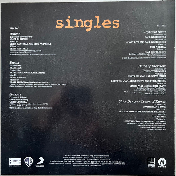 Various – Singles Vol 1. (Original Motion Picture Soundtrack) (M/VG+) – 2xLP, US 2022 - Image 5