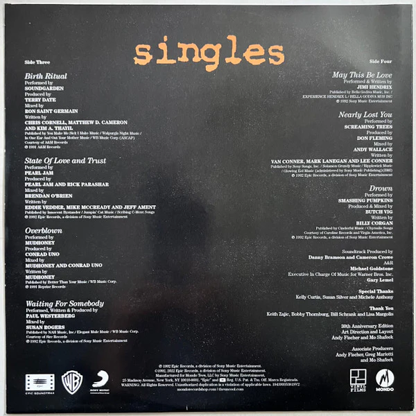 Various – Singles Vol 1. (Original Motion Picture Soundtrack) (M/VG+) – 2xLP, US 2022 - Image 7