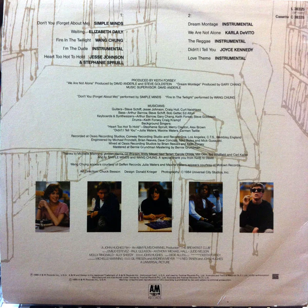 Various – The Breakfast Club (Original Motion Picture Soundtrack) (VG+/VG+) – LP, AU 1985 - Image 2