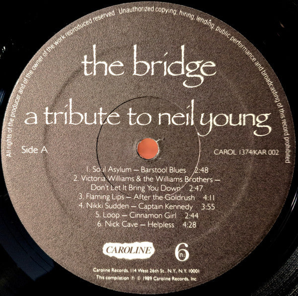Various – The Bridge - A Tribute To Neil Young (E/VG+) – LP, US 1989 - Image 3