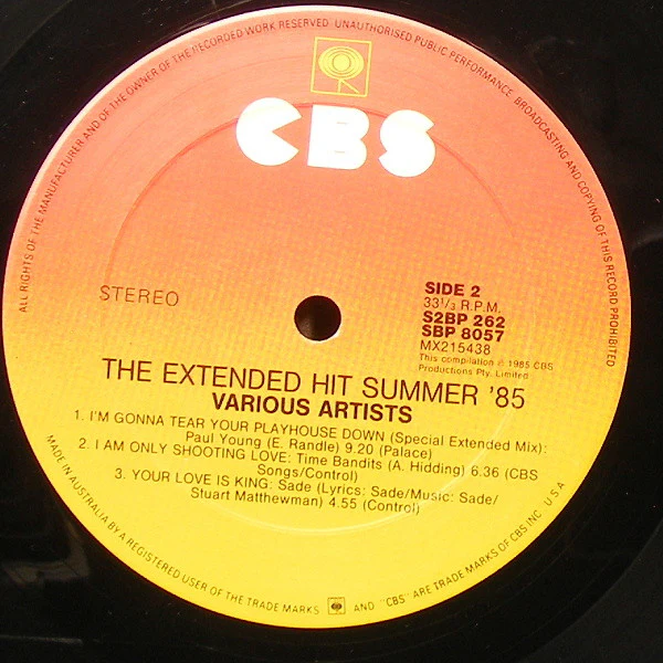 Various – The Extended Hit Summer '85 (E/E) – 2xLP, AU 1985 - Image 4