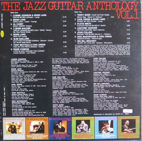 Various – The Jazz Guitar Anthology Vol. 1 (VG/VG) – LP, IT 1983 - Image 2