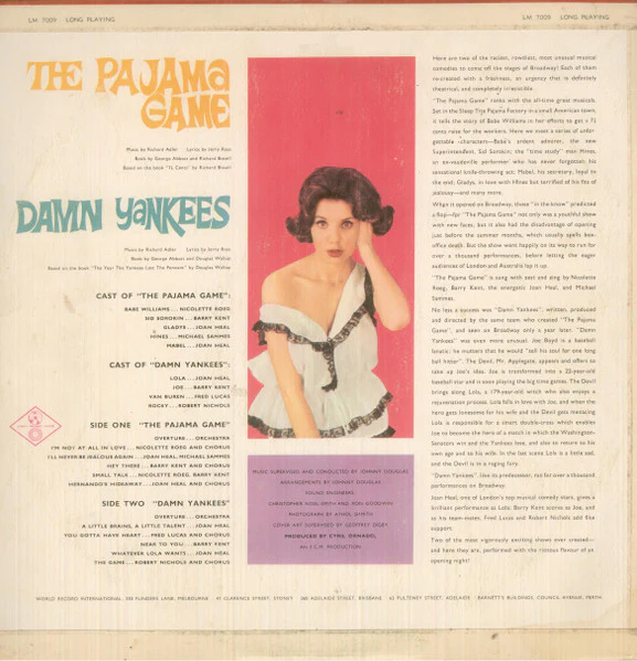 Various – The Pajama Game / Damn Yankees (VG/VG+) – LP, AU 1961 - Image 2