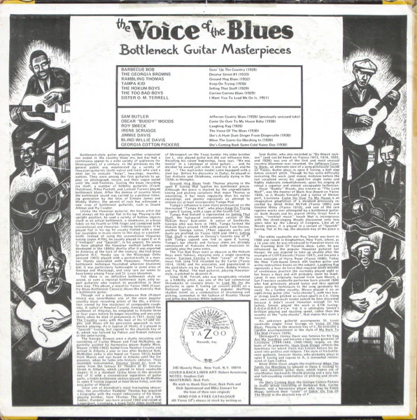 Various – The Voice Of The Blues: Bottleneck Guitar Masterpieces (VG+/VG+) – LP, US 1975 - Image 2