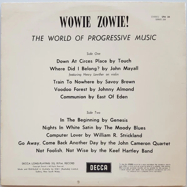 Various – The World Of Progressive Music: Wowie Zowie! (VG/VG+) – LP, AU - Image 2