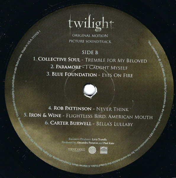 Various – Twilight (Original Motion Picture Soundtrack) (E/E) – LP, US 2008 - Image 3