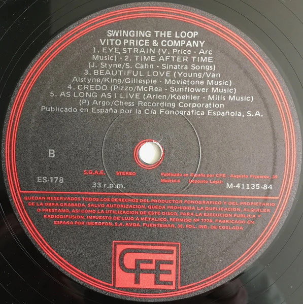 Vito Price – Swingin' The Loop (VG+/E) – LP, ES 1984 - Image 4