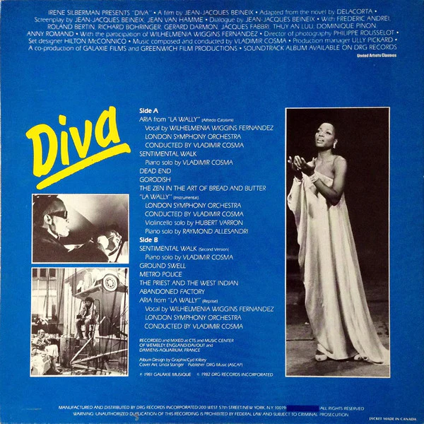 Vladimir Cosma – Diva (Original Soundtrack Recording) (VG+/VG+) – LP, US 1982 - Image 2
